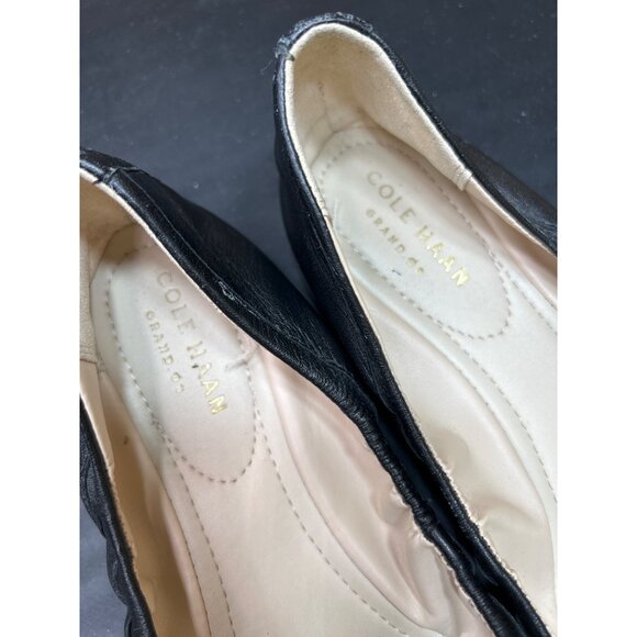 Cole Haan Womens Black Leather Flats With Gold Buckle Detail Size 7 - Picture 5 of 9
